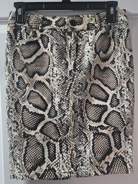 Zara BASIC Women's Snake Print Midi Skirt - Denim